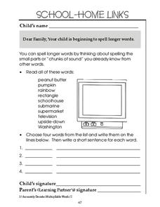School-Home Links: Spelling Longer Words Worksheet