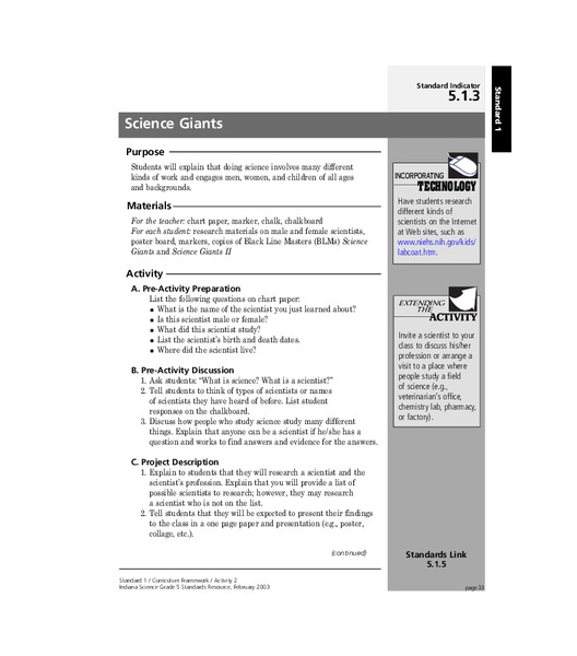 Science Giants Lesson Plan