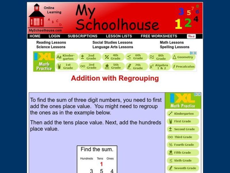 Addition with Regrouping Interactive