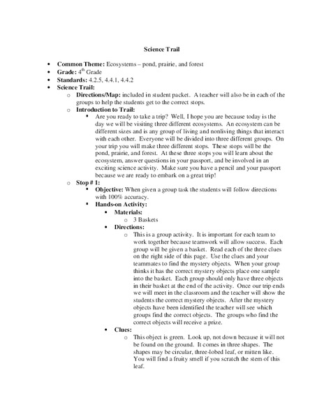 Science Trail Lesson Plan
