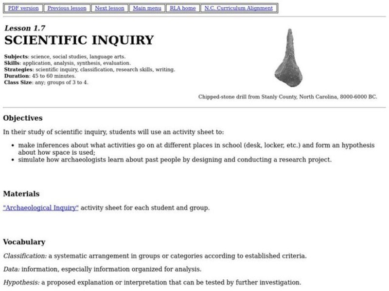 Scientific Inquiry Lesson Plan