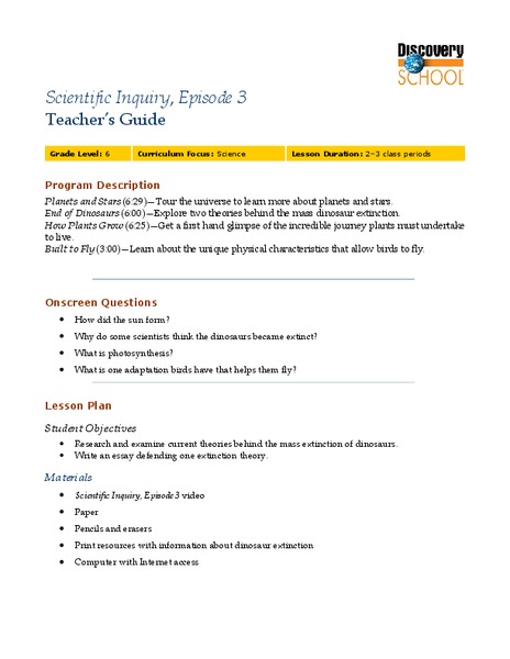 Scientific Inquiry Lesson Plan