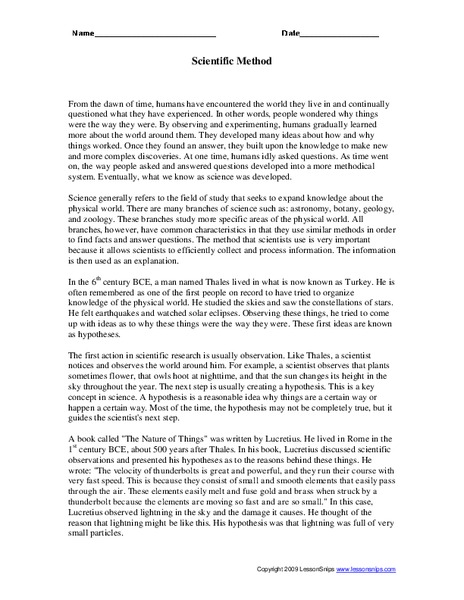 Scientific Method Worksheet