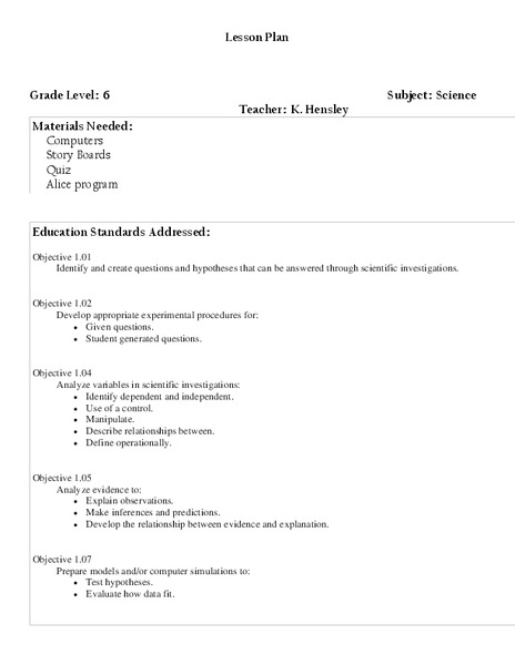 Scientific Method Lesson Plan