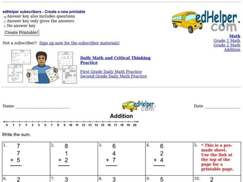 Addition: 3 Addends Worksheet