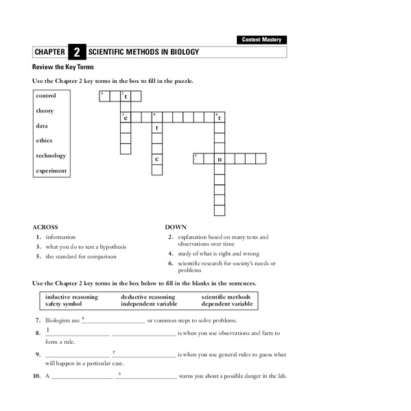 Scientific Methods in Biology Worksheet