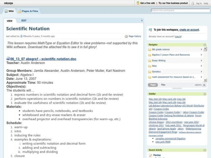Scientific Notation Lesson Plan