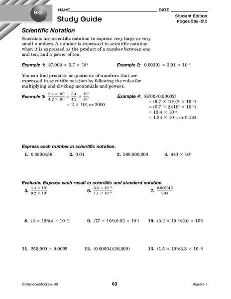 Scientific Notation Worksheet