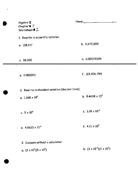 Scientific Notation Worksheet