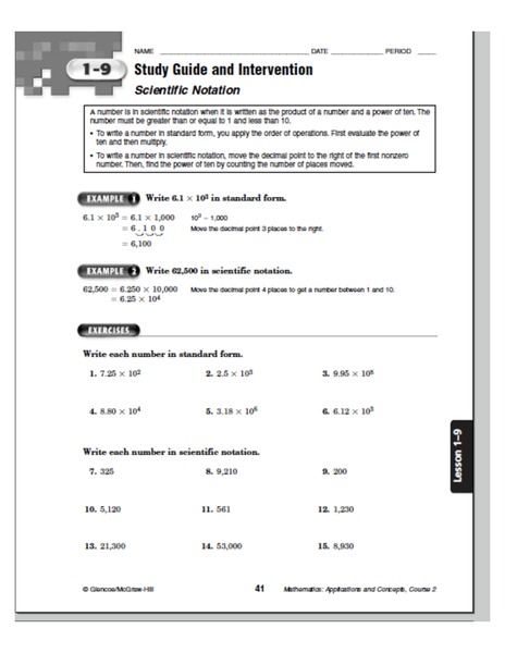 Scientific Notation Worksheet