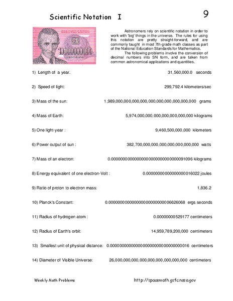 Scientific Notation Worksheet