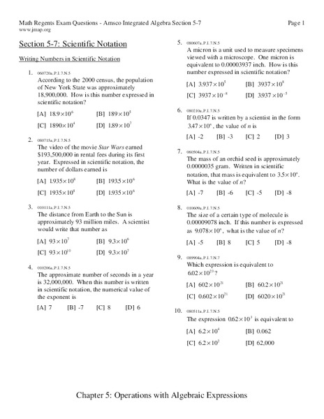 Scientific Notation Worksheet
