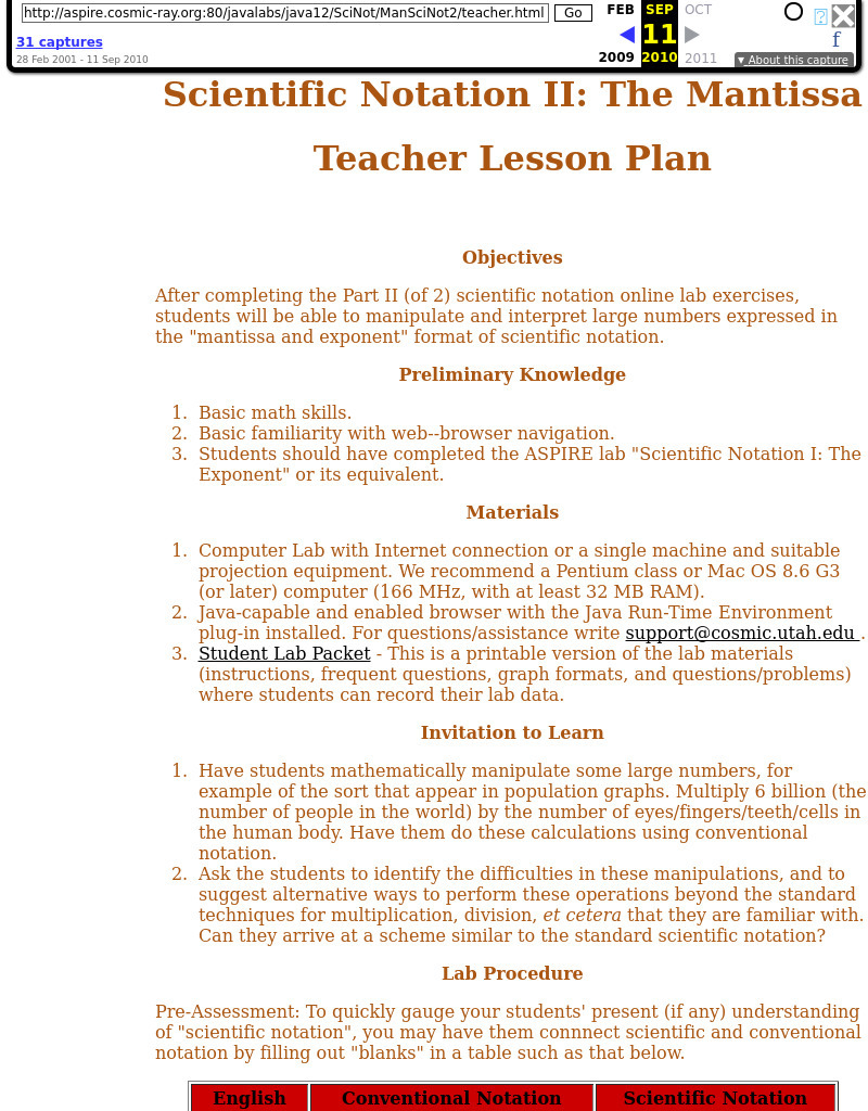Scientific Notation II: The Mantissa Lesson Plan