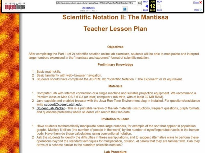 Scientific Notation II: The Mantissa Lesson Plan