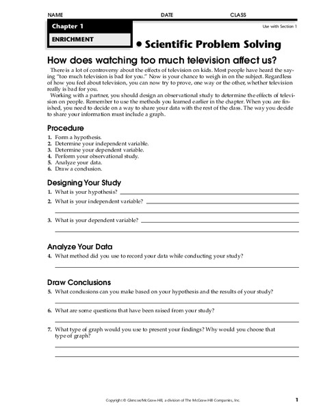 Scientific Problem Solving Worksheet