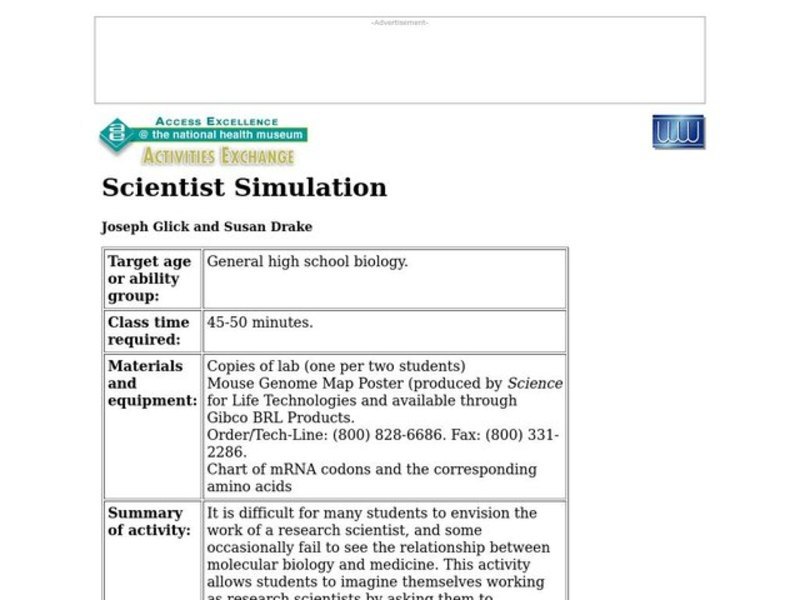 Scientist Simulation Lesson Plan
