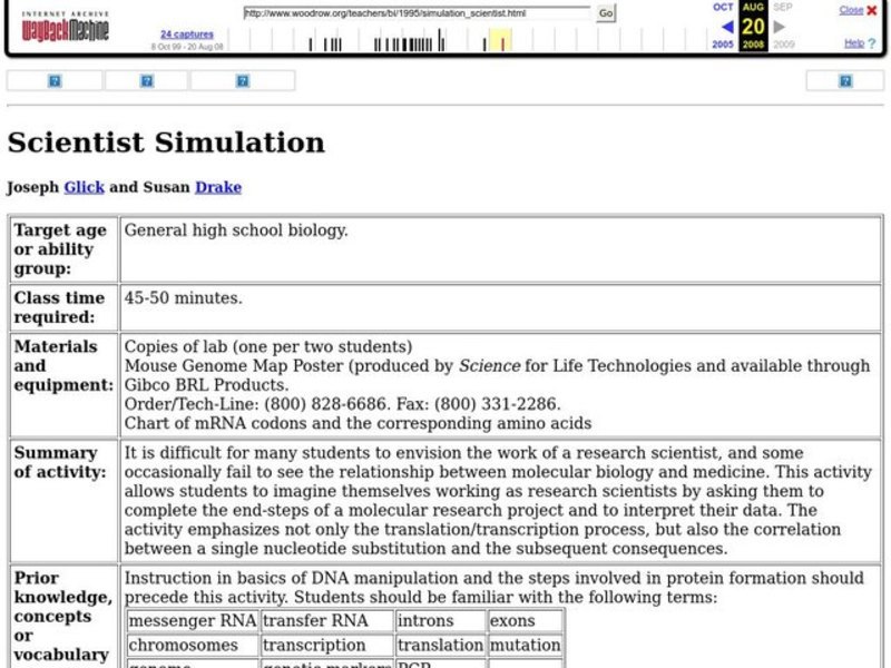 Scientist Simulation Lesson Plan