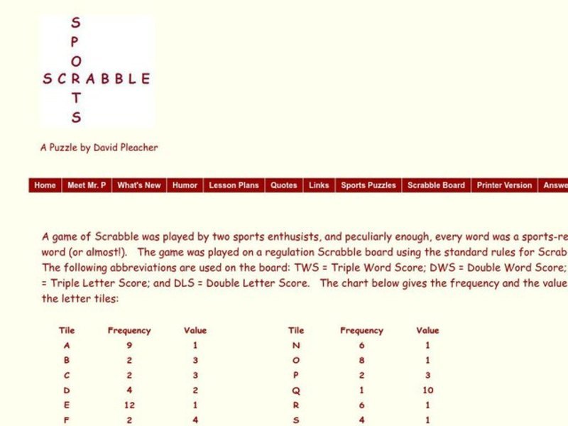 Scrabble Problem Worksheet