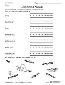 Scrambled Animals Worksheet