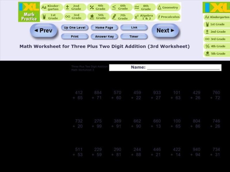 Addition: three and two digit numbers Worksheet