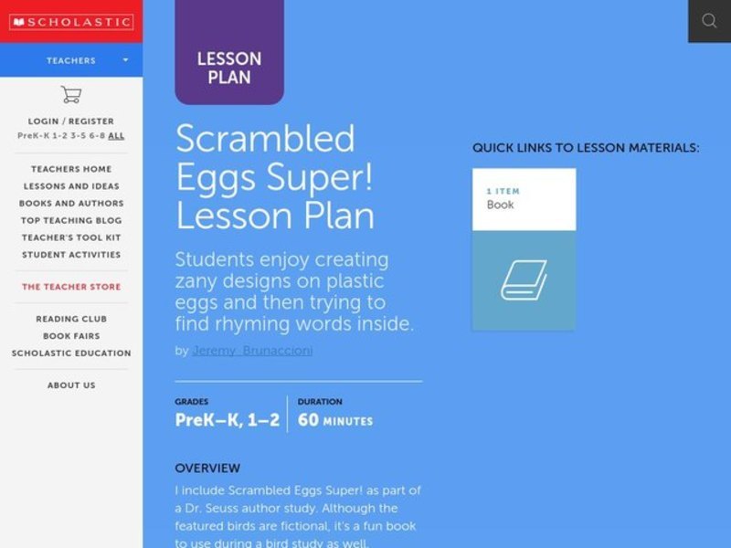 Scrambled Eggs Super! Lesson Plan