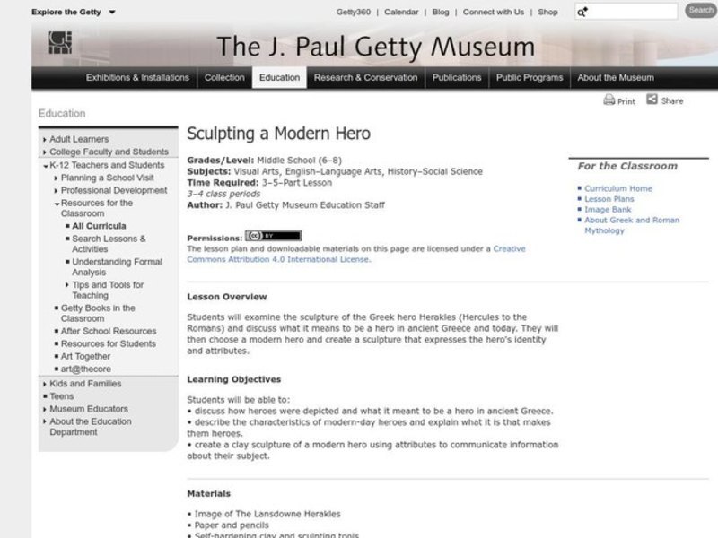 Sculpting a Modern Hero Lesson Plan