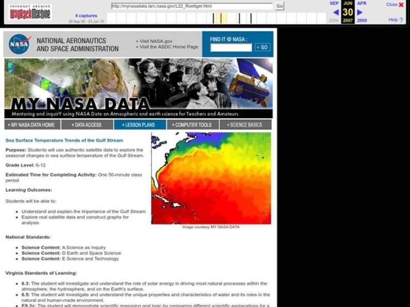 Sea Surface Temperature Trends of the Gulf Stream Lesson Plan