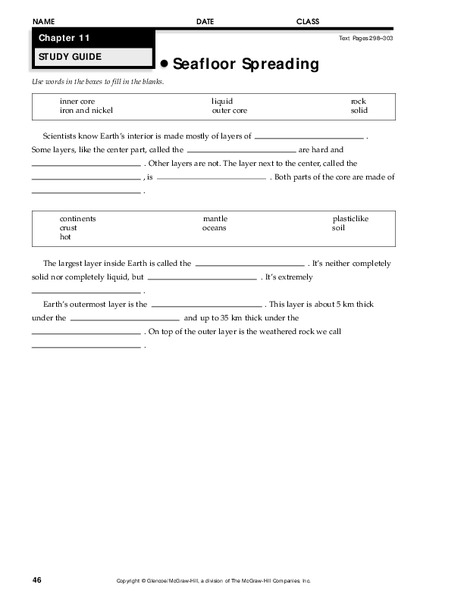 Seafloor Spreading Worksheet