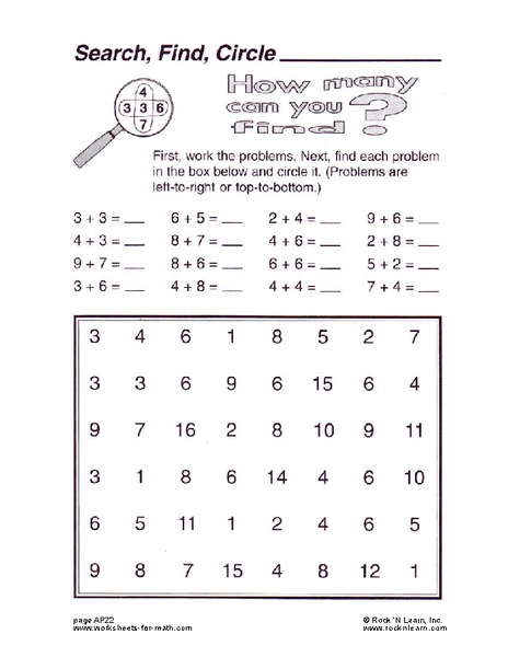 Search, Find, Circle Worksheet