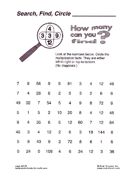 Search, Find, Circle Worksheet