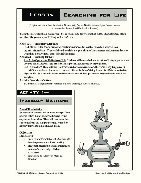 Searching for life Lesson Plan