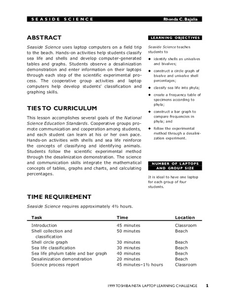 Seaside Science Lesson Plan
