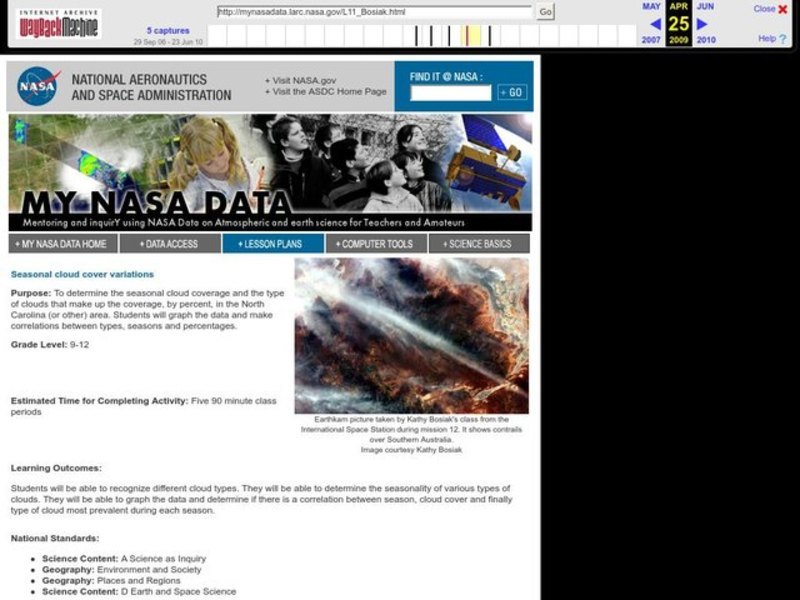 Seasonal Cloud Cover Variations Lesson Plan