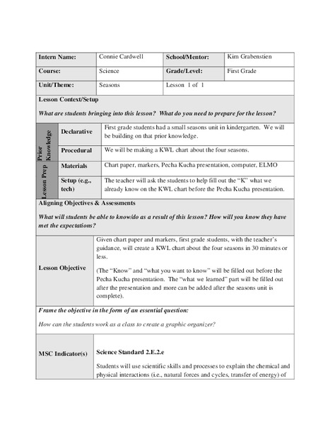 Seasons Lesson Plan