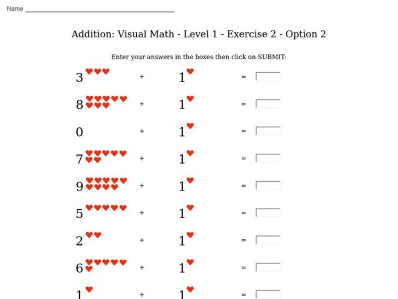 Addition: Visual Math - Level 1 - Exercise 2 - Option 2 Interactive