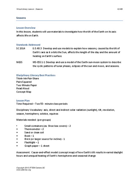 Seasons Lesson Plan