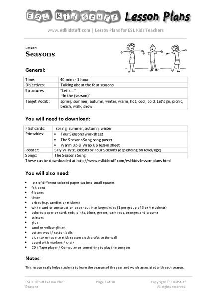 Seasons Lesson Plan