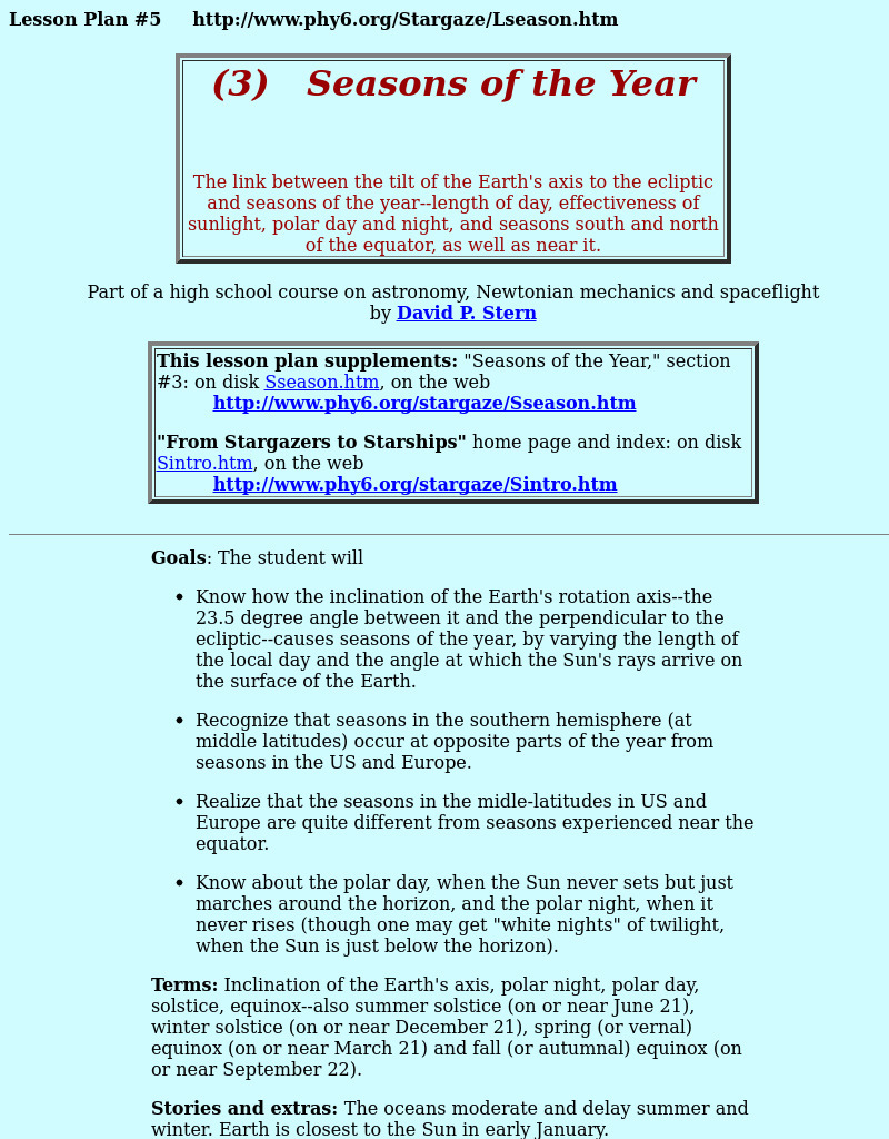 Seasons of the Year Lesson Plan