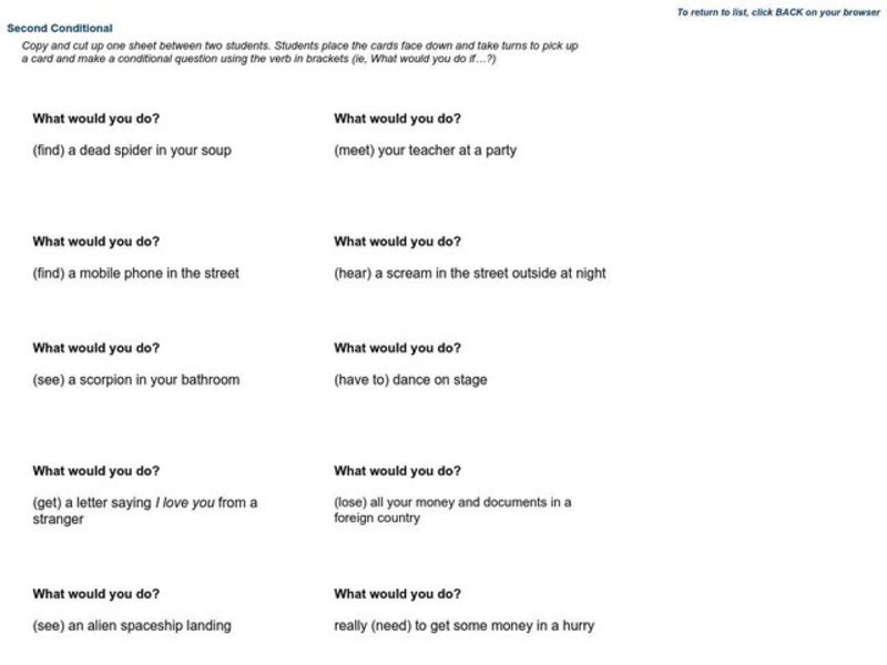Second Conditional Worksheet