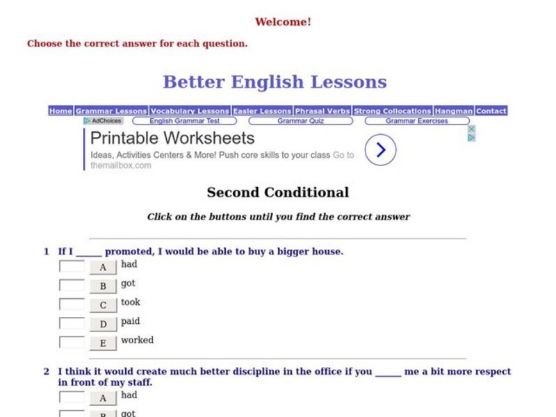 Second Conditional Interactive
