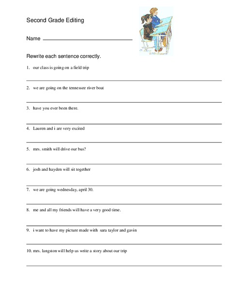 Second Grade Editing Worksheet