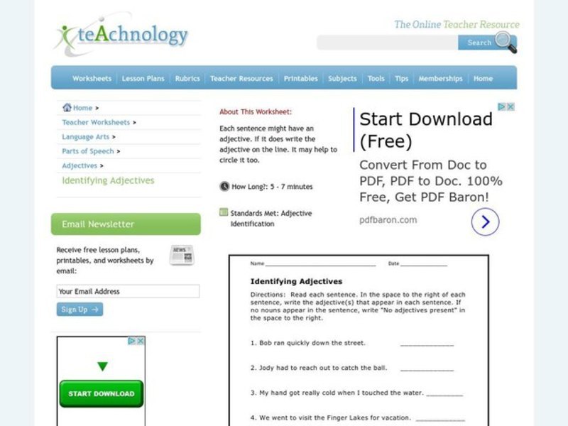 Adjective Practice Worksheet