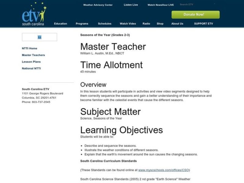 Seasons of the Year Lesson Plan