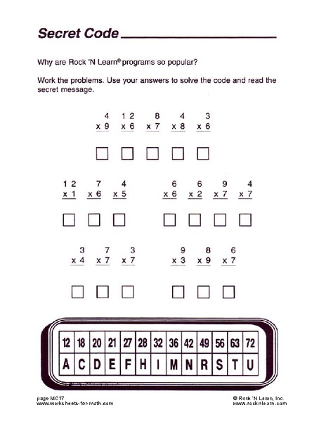 Secret Code Worksheet