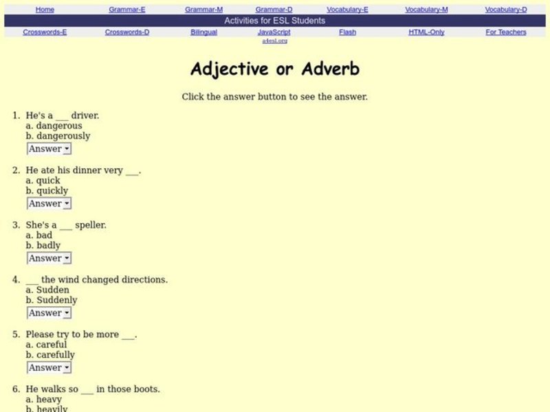 Adjective or Adverb? Interactive