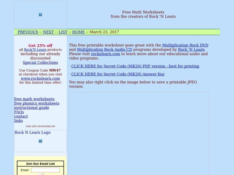 Secret Code Worksheet