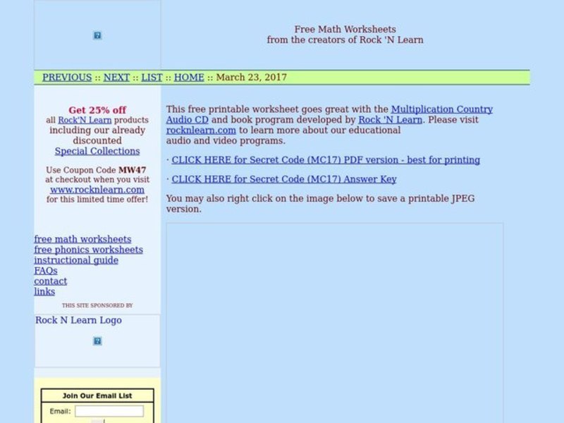 Secret Code Worksheet