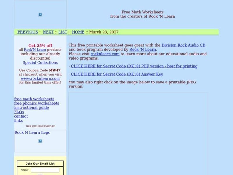 Secret Code Worksheet