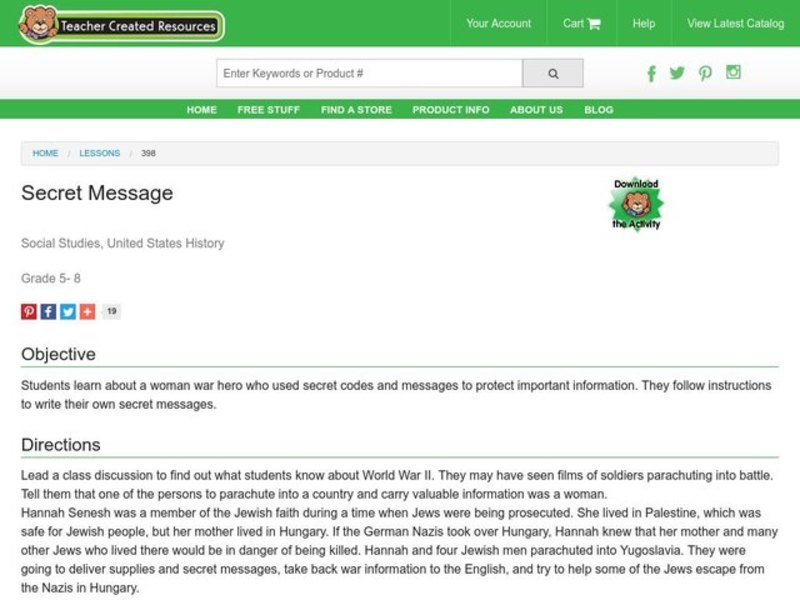 Secret Message Lesson Plan