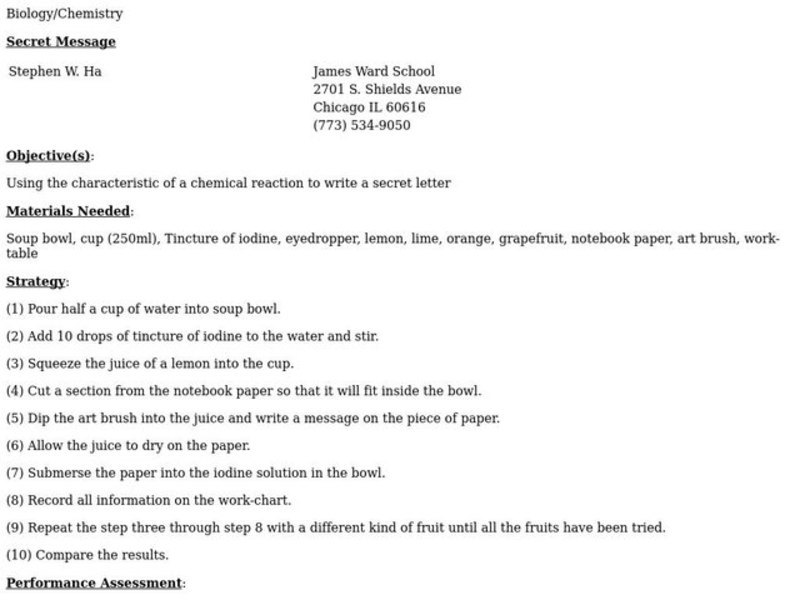 Secret Message Lesson Plan